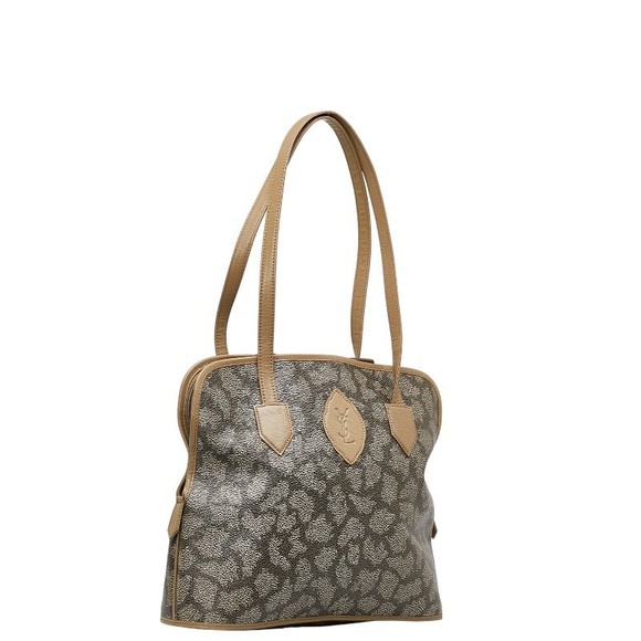 Saint Laurent YSL Shoulder Giraffe Bag Leather Greige - Picture 1 of 10